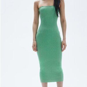 h&m green bodycon sweater dress